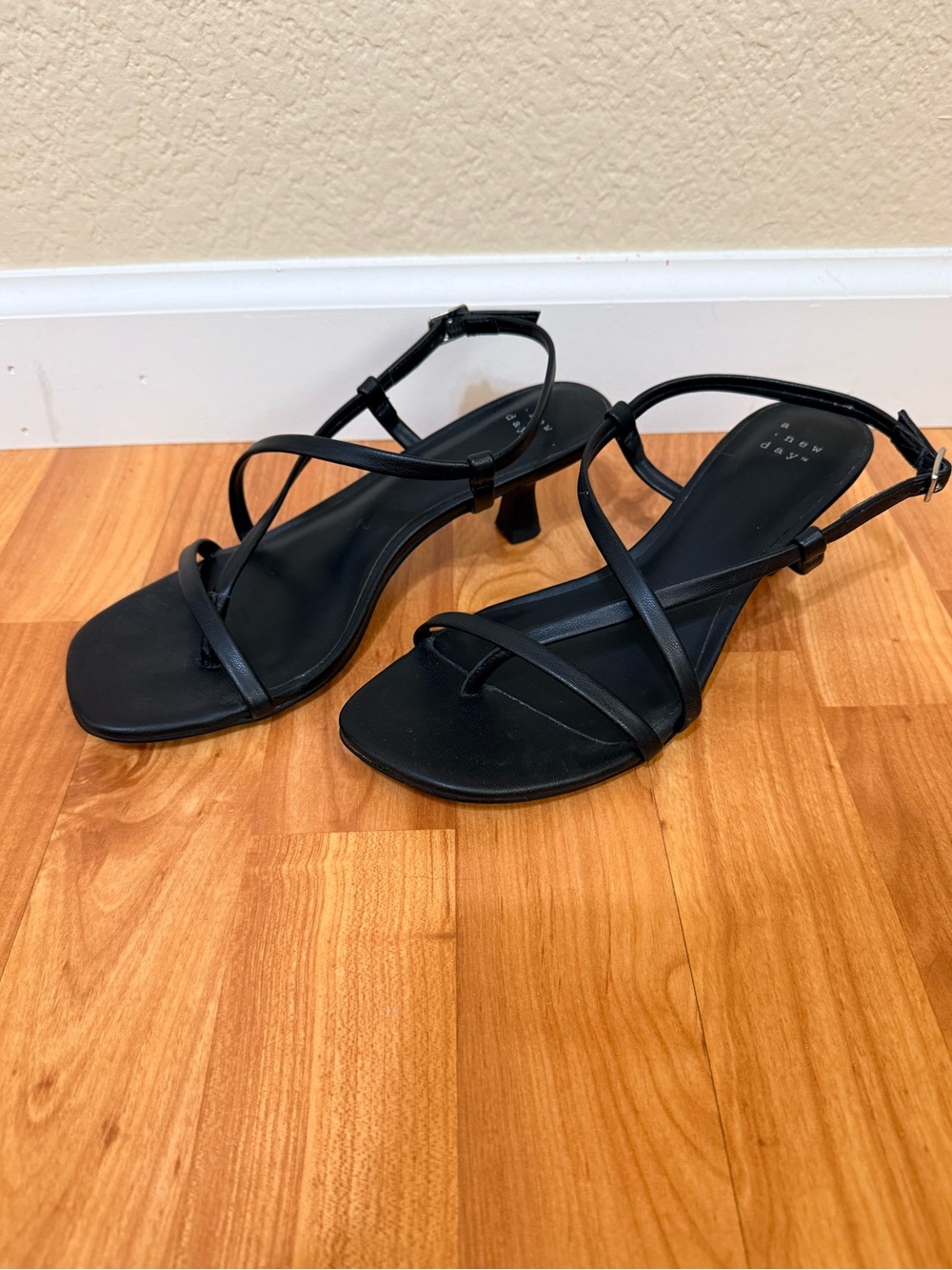 A new day Black Strappy Kitten Heel Sandals